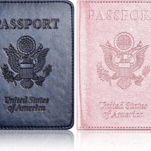 Eoehro 2Pack Passport Holder Wallet Cover Case, Travel Essentials for Women and Men
