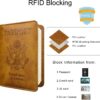 WALNEW Passport Holder Wallet, RFID Blocking Passport Cover Case PU leather Card Holder with Pen and Clear Card Slot for Women Men, Brown - Image 6