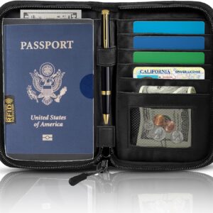 Passport Holder for Travel Essentials, RFID Blocking Protector Passport Wallets, Passport Document Organizer Case for Travel Must Have, Passport Book for Women, Couple, Family Cards, Tickets, ID, Cash