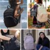 BAGSMART College Laptop Backpack, Travel Backpack for Women, Quilted Casual Daypack, Water-Resistant Bookbag for 15.6 Inch Laptop, Black - Image 8