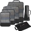 BAGAIL 4 Set/6 Set/8 Set Compression Packing Cubes Travel Accessories Expandable Packing Organizers (Half Mesh, 6-Black)