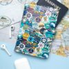 Life is Good Travel Passport Cover - Anti-Theft Passport Holder Wallet with Interior Card Slots, Magnetic Snap Closure, Newsprint - Image 3