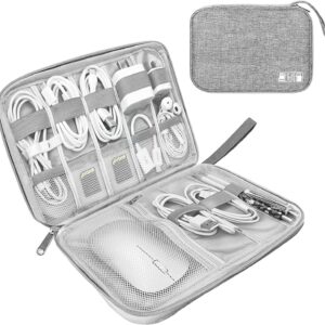Electronics Organizer Travel Case,Electronic Accessories Storage Bag,Portable Waterproof Cable Organizer Bag,Travel Cord Organizer Bag for Small Charging Cord Storage,Cables,SD Card (Grey)