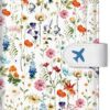 Passport Holder for Travel Essentials, RFID Blocking Leather Cover Wallet with Magnetic Closure, Aesthetic & Cute Passport Book Case for Women and Men - Wildflower