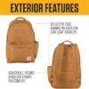 Carhartt 21L Classic Laptop Backpack, Water-Resistant Pack W/ 15" Laptop Sleeve and Organizational Compartments, PFAS Free, Carhartt Brown - Image 2
