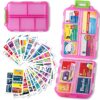 Pill Organizer with Medicine Labels Travel Daily Pill Container Mini Medication Organizer Storage Pill Organizer Travel Essentials Pill Case 7 Day (Pink & 161 Lables)